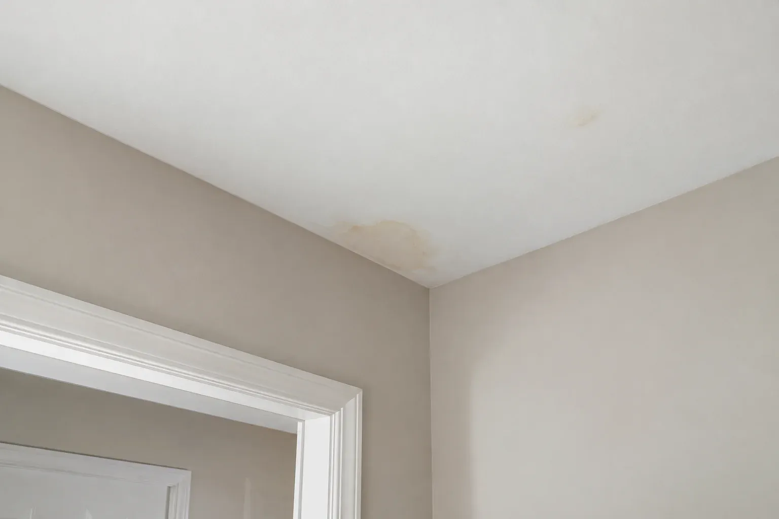 Two faint ceiling marks positioned near a room corner and doorway.